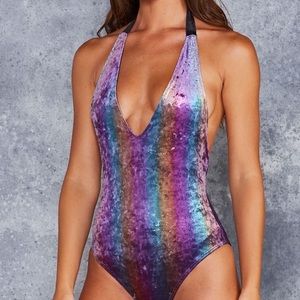 Velvet Rainbow Halter Bodysuit
